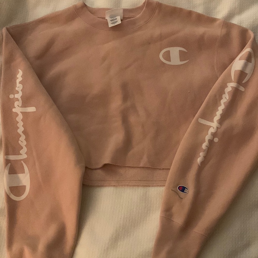 Champion Reverse weave cropped logo blush sweatshirt